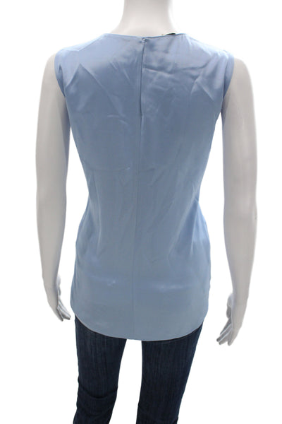 Lafayette 148 New York Womens Sleeveless Tank Light Blue Polyester Zip Size M