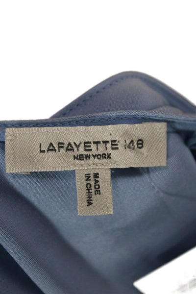 Lafayette 148 New York Womens Sleeveless Tank Light Blue Polyester Zip Size M
