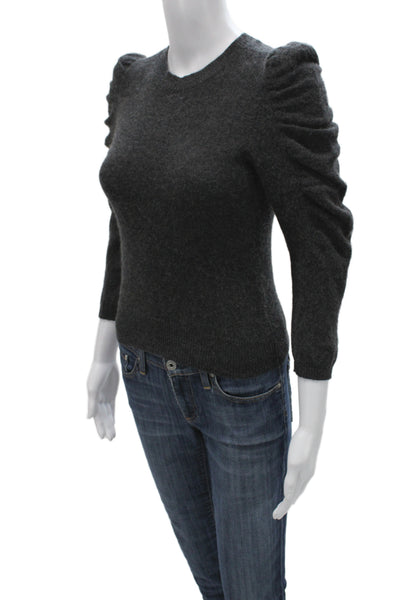 Frame Unisex Dark Gray 100% Cashmere Pullover Sweater Crew 3/4 Sleeve Size 2XS