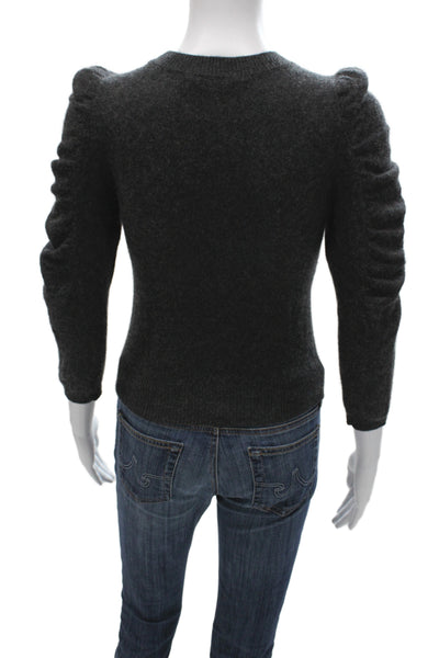 Frame Unisex Dark Gray 100% Cashmere Pullover Sweater Crew 3/4 Sleeve Size 2XS