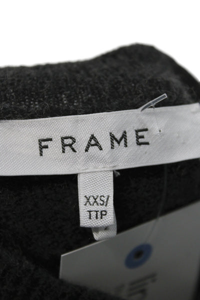 Frame Unisex Dark Gray 100% Cashmere Pullover Sweater Crew 3/4 Sleeve Size 2XS