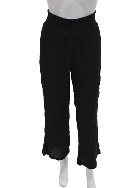 Michael Stars Womens Cropped Capri Pants Black 100% Cotton Drawstring Size XS