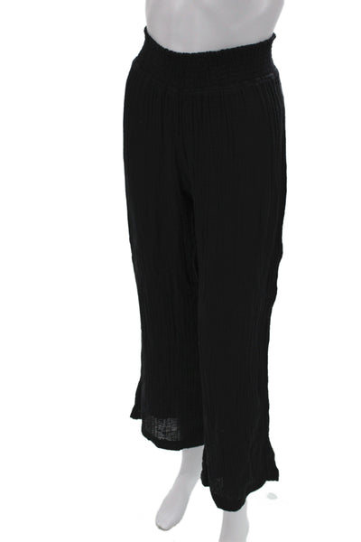 Michael Stars Womens Cropped Capri Pants Black 100% Cotton Drawstring Size XS