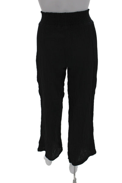 Michael Stars Womens Cropped Capri Pants Black 100% Cotton Drawstring Size XS