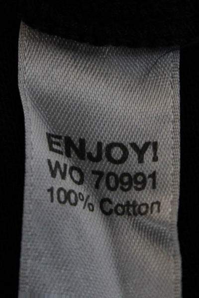 Michael Stars Womens Cropped Capri Pants Black 100% Cotton Drawstring Size XS