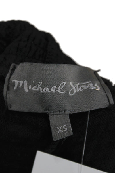 Michael Stars Womens Cropped Capri Pants Black 100% Cotton Drawstring Size XS