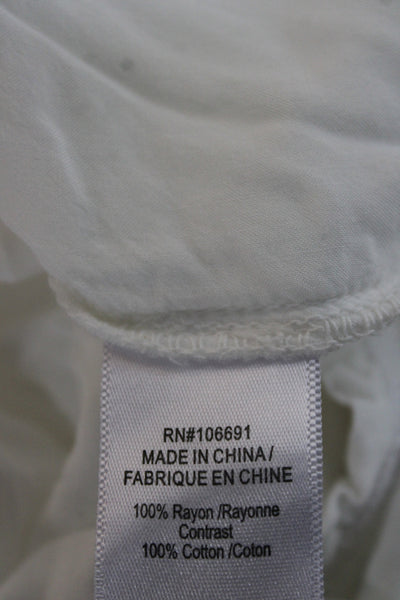 YFB Womens Capri Cropped Pants White Cotton Drawstring Size XS