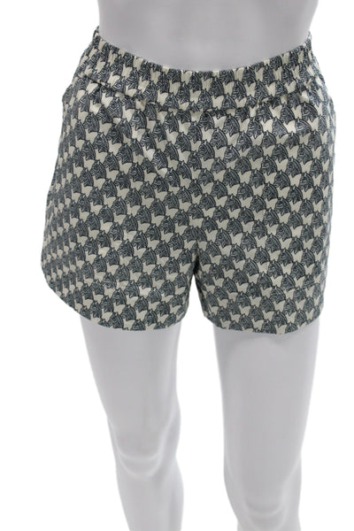 Tory Burch Unisex White Fish Graphic Cotton Elastane Shorts Size 0