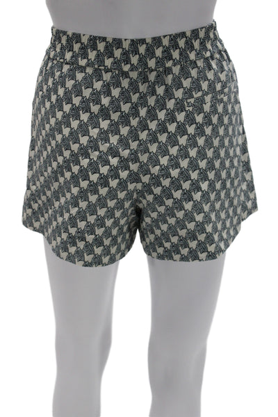 Tory Burch Unisex White Fish Graphic Cotton Elastane Shorts Size 0