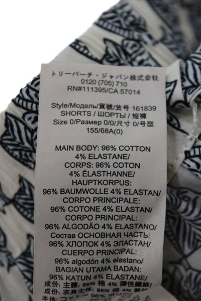 Tory Burch Unisex White Fish Graphic Cotton Elastane Shorts Size 0