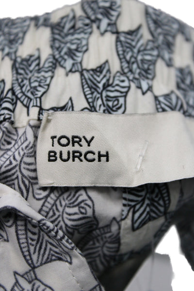Tory Burch Unisex White Fish Graphic Cotton Elastane Shorts Size 0