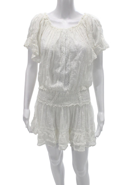 Sunday Womens Mini Sundress Set White Boho Drawstring Size One Size