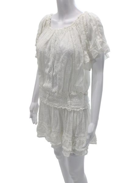 Sunday Womens Mini Sundress Set White Boho Drawstring Size One Size