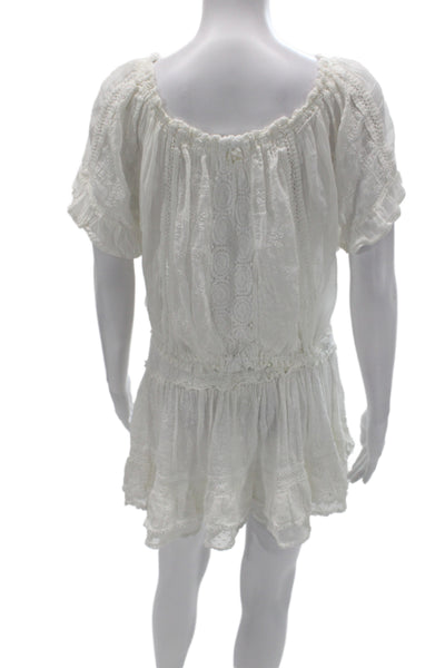 Sunday Womens Mini Sundress Set White Boho Drawstring Size One Size
