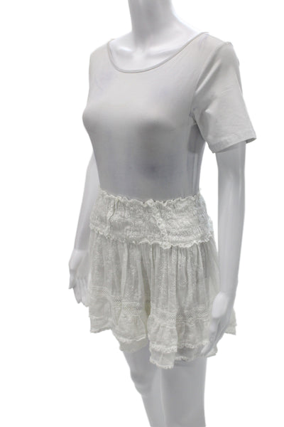 Sunday Womens Mini Sundress Set White Boho Drawstring Size One Size
