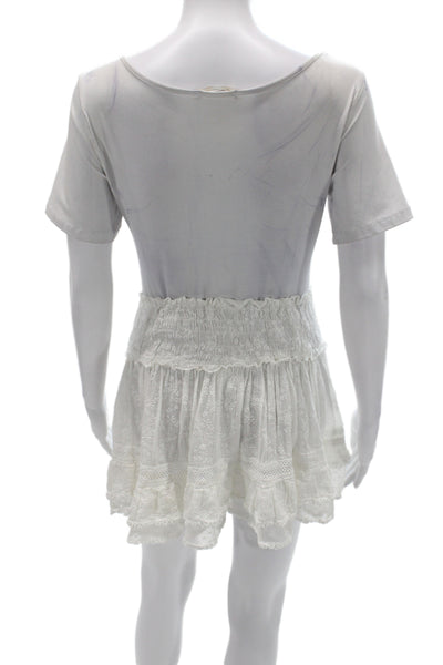 Sunday Womens Mini Sundress Set White Boho Drawstring Size One Size