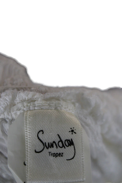 Sunday Womens Mini Sundress Set White Boho Drawstring Size One Size