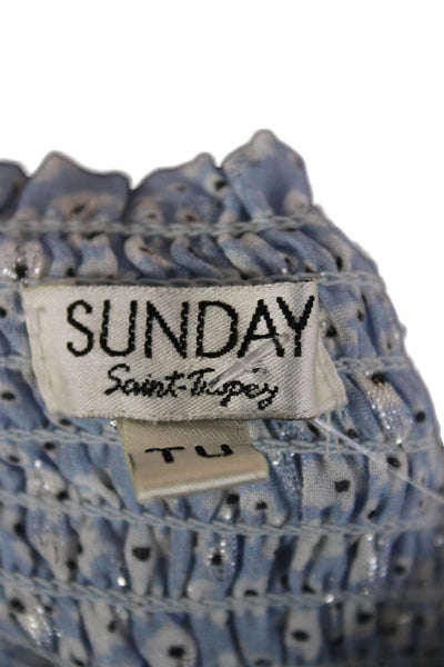 Sunday Womens Peasant Pettiskirt Mini Light Blue 100% Cotton Size One Size