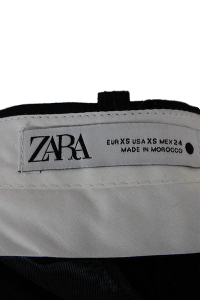 Zara Unisex Cropped Dress Pants Dark Blue Button Solid Size XS