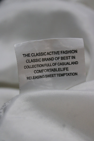 Muze Women Basic Cotton Collared Long Sleeve Button-Up Blouse White Size S