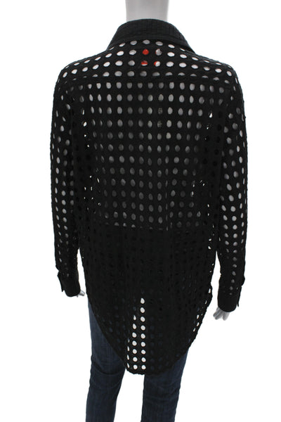 Solid & Striped Women Black Cotton Collared Long Sleeve Button-Up Size XS
