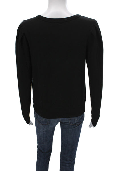 Monrow Women Henley Sweatshirt Black Long Sleeve Size XS Petite