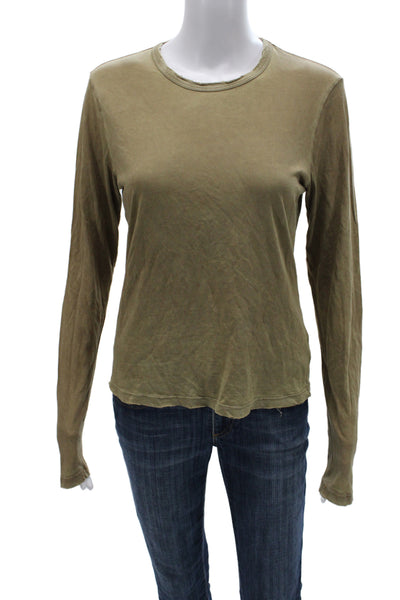 Cotton Citizen Womens Brown Jersey Crew Neck Long Sleeve Tee Size M