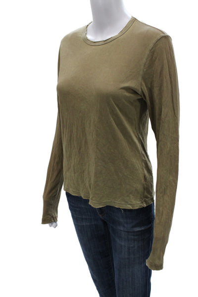 Cotton Citizen Womens Brown Jersey Crew Neck Long Sleeve Tee Size M