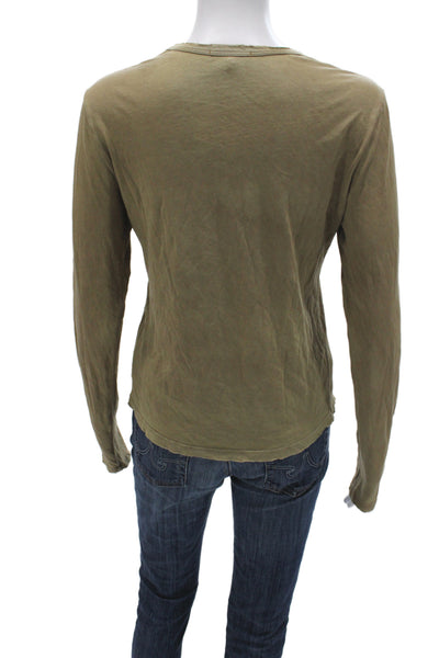 Cotton Citizen Womens Brown Jersey Crew Neck Long Sleeve Tee Size M