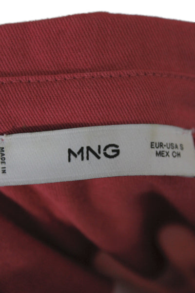 MNG Women Striped Cropped Polo Collared Cotton Long Sleeve Pink 90s Size S