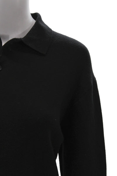 Zara Womens Pullover Sweater Collared Long Sleeve Black Cotton Polyester Size L