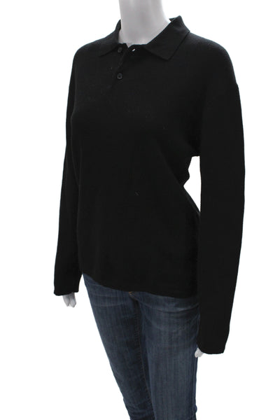 Zara Womens Pullover Sweater Collared Long Sleeve Black Cotton Polyester Size L