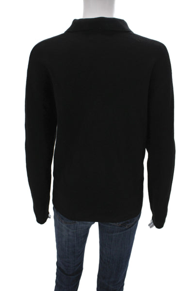 Zara Womens Pullover Sweater Collared Long Sleeve Black Cotton Polyester Size L