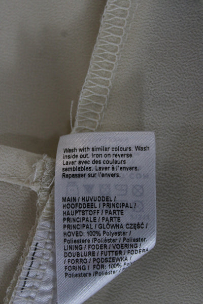 River Island Women Tunic Blouse Beige Long Sleeve High Neck Size 8