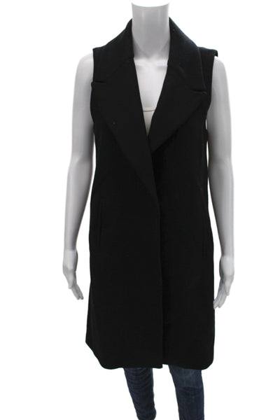 Zara Women Black Collared Sleeveless Classic Vest Size S