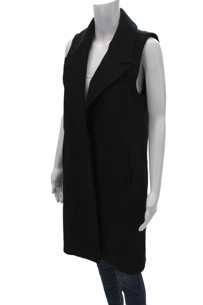Zara Women Black Collared Sleeveless Classic Vest Size S