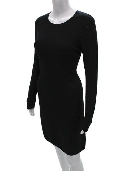 Neiman Marcus Women Sheath Sweater Dress Black Long Sleeve Round Neck Size M