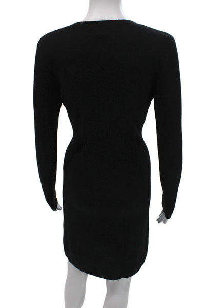 Neiman Marcus Women Sheath Sweater Dress Black Long Sleeve Round Neck Size M