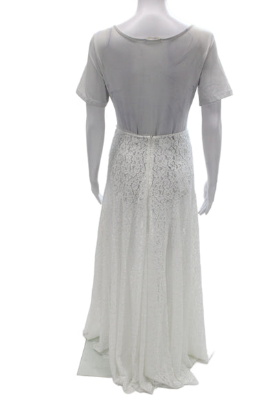 Poupette St. Barth Womens Peasant Skirt White Floral Cotton Lace Boho Size S