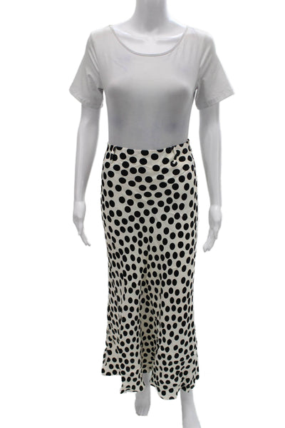 MNG Womens Black Polka Dot Maxi Skirt Long 97% Aluminium 3% Viscose Size S