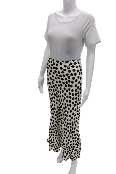 MNG Womens Black Polka Dot Maxi Skirt Long 97% Aluminium 3% Viscose Size S