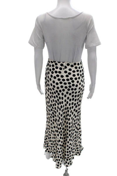 MNG Womens Black Polka Dot Maxi Skirt Long 97% Aluminium 3% Viscose Size S