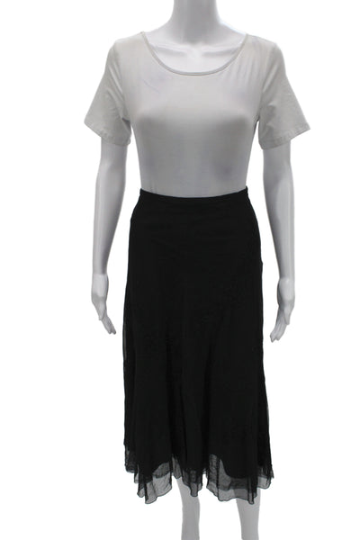 Mr And Mrs Macleod Women A-Line Skirt Black Cotton Knee Length Size 40