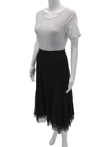 Mr And Mrs Macleod Women A-Line Skirt Black Cotton Knee Length Size 40
