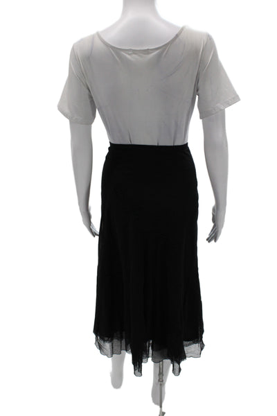 Mr And Mrs Macleod Women A-Line Skirt Black Cotton Knee Length Size 40