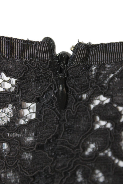 L Academie Women Maxi Lace Floral Black Straight Pencil Skirt Size XS