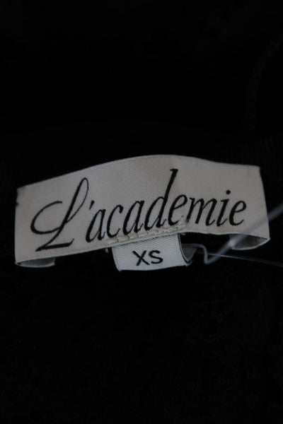 L Academie Women Maxi Lace Floral Black Straight Pencil Skirt Size XS