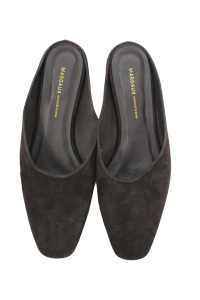 Margaux Womens Slip On Square Toe Suede Mules Dark Brown Size 40N