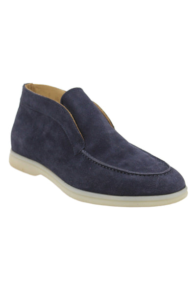 Scarosso Womens Slip On Round Toe Suede Loafers Navy Blue White Size 40