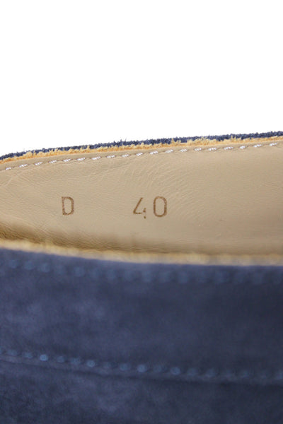 Scarosso Womens Slip On Round Toe Suede Loafers Navy Blue White Size 40